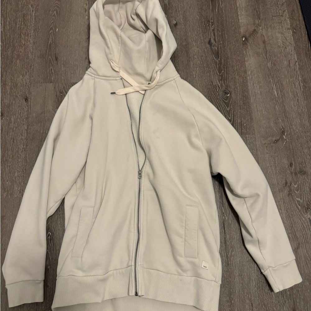 Vuori Oversized Cream Zip-Up Hoodie